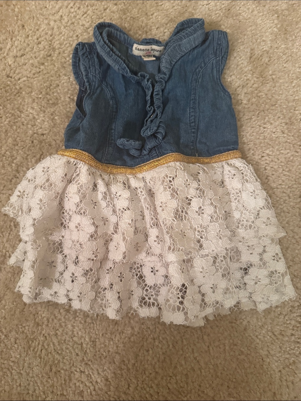 Nanette Lepore Light Blue Ruffled Denim Dress